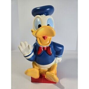 Vintage Donald Duck Coin Bank Play Pal Plastics Disney Productions 10.5" Illco
